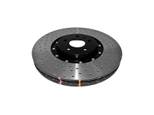 Brzdový kotouč přední levý Chevrolet Camaro 2010-2015 370mm DBA 5000 series - Crossed Drilled & Dimpled Black Hat